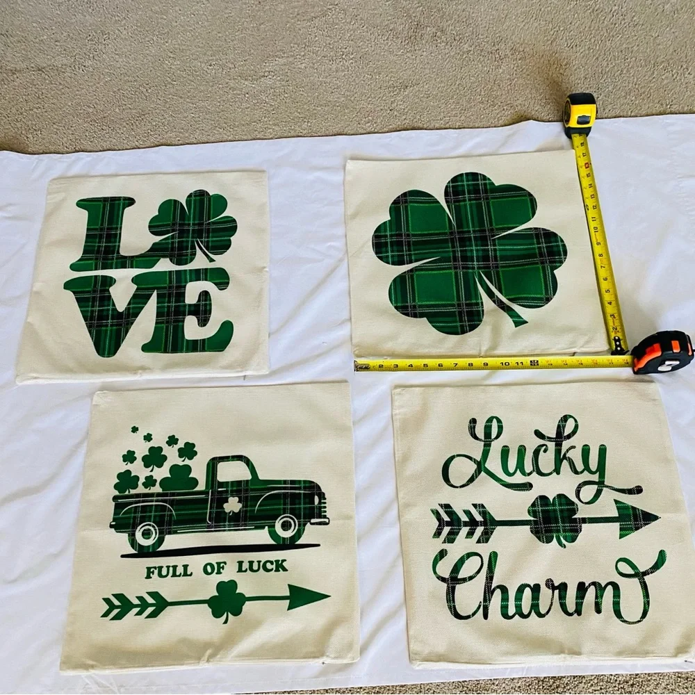 St. Patrick’s Day Decorative Pillow Covers for 18” Pillows.  Set of 4.  NEW - Picture 12 of 13